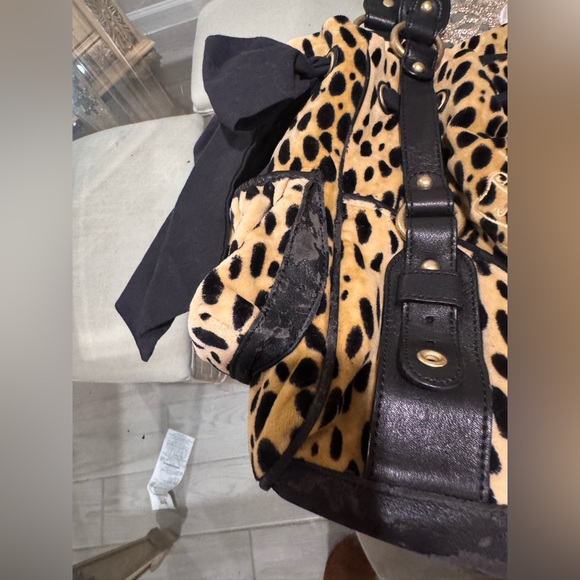 Vintage Juicy Couture Leopard Print Daydreamer Velour Bag Black y2k - Picture 8 of 17